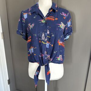 Universe Women's Woven Tie-Front Top - Disney Pixar Coco size Large